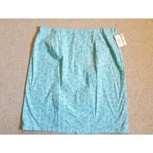 NWT Womens Skirt-EDDIE BAUER-blue/green floral cotton stretch pencil w/slit-18 T